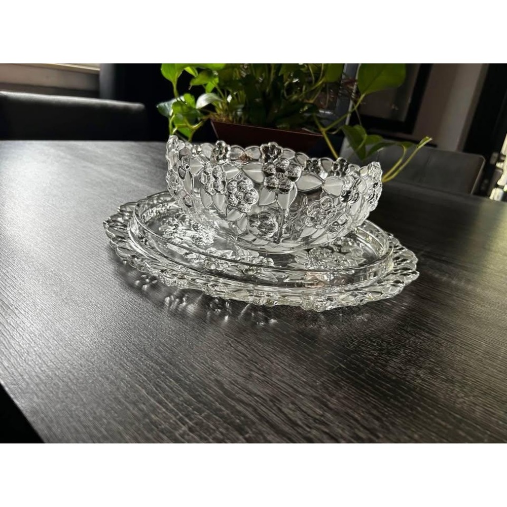 Mikasa Crystal Carmen Bowl & Platter Set‎ Cut Crystal Serving Elegance